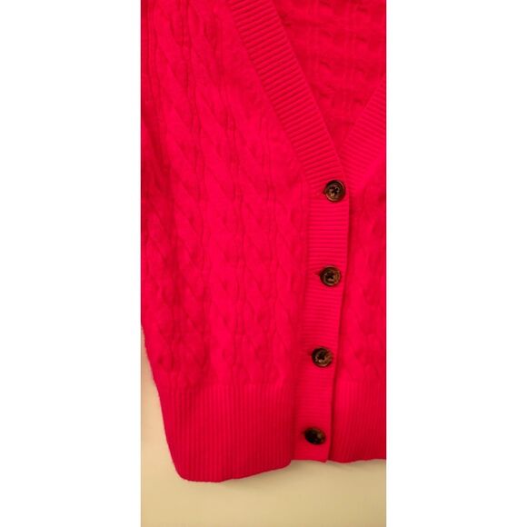 J Crew Hot Pink 100% Cashmere Babydoll Top Cardigan Button Front Sweater Fairy - Picture 2 of 6